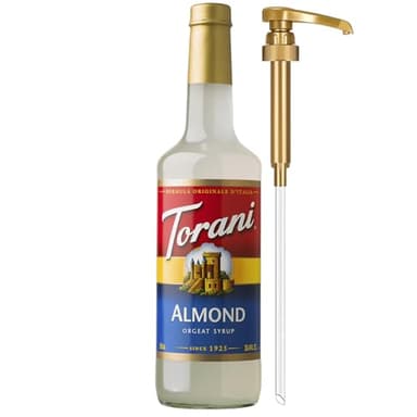 Torani Coffee Syrup, Almond Orgeat Flavored Syrup for Drinks, Glass Bottle with Pump Included, 25.4 Fl Oz