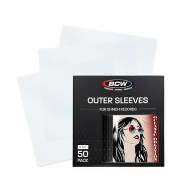 BCW 12-Inch Record Sleeves – 4 Mil Blue-Tinted (50 ct) | Archival Anti-Static Vinyl Record Outer Sleeves | Protects 12" LP Jackets from Fading & Wear | Acid-Free Polypropylene