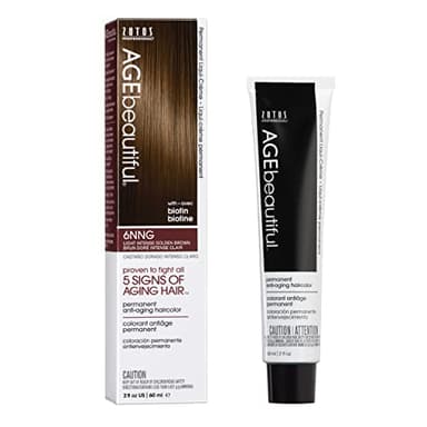 AGE beautiful Permanent Hair Color Dye Liqui Creme | 100% Gray Coverage | Anti-Aging Haircolor | Biotin for Thicker, Fuller Hair | Professional Salon Coloring | 6NNG Light Intense Golden Brown