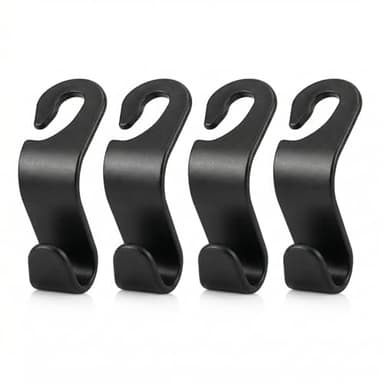 4 Pack Car Seat Headrest Hooks - Universal Back Seat Hanger for Purses, Grocery Bags, and Handbags - Stylish Black Car Organizer Hooks for Interior Storage, Easy Installation, Fits Most Vehicles