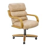 Chromcraft Caster Swivel Tilt Dining Chairs, Ultra Comfort PU Leather with Soft Wheels Kitchen Chairs Casual Rolling Chairs on Wheels for Kitchen Dining Room(Ivanhoe NPL Nude)