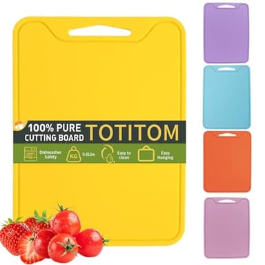 Silicone Cutting Board for Kitchen, 11.8''x 8.6'' Flexible Cutting Boards, BPA Free Non Slip Cutting Mat for Meat, Vegetables and Fruit with Easy Grip Handle, Dishwasher Safe (Yellow)