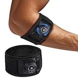 Tennis Elbow Brace for Men & Women, Elbow Brace for Tendonitis and Tennis Elbow and Golfer's Elbow, Adjustable Elbow Strap (Black, One Size Regular)