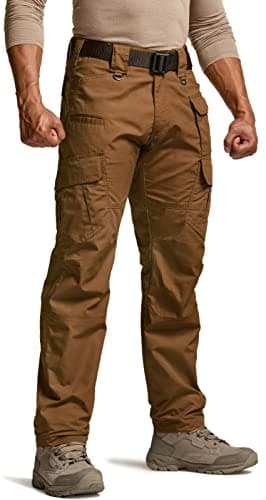 CQR Men's Tactical Pants, Water Resistant Ripstop Cargo Pants, Lightweight EDC Work Hiking Pants, Outdoor Apparel, Duratex Mag Pocket Copper Brown, 34W x 30L