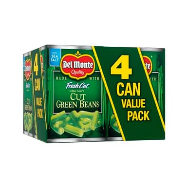Del Monte FRESH CUT BLUE LAKE Cut Green Beans, Canned Vegetables, 4 Pack, 14.5 oz Cans