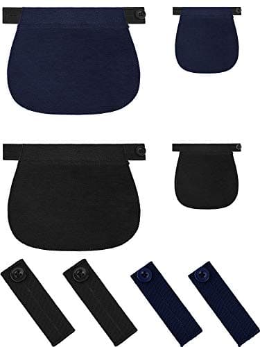 SATINIOR 8 Pcs Maternity Pants Extender Set Adjustable Waist Extenders for Pregnancy, Pregnancy Stretch Band for Jeans Pants Trousers Elastic Waistband Expander for Women Men, Black and Blue