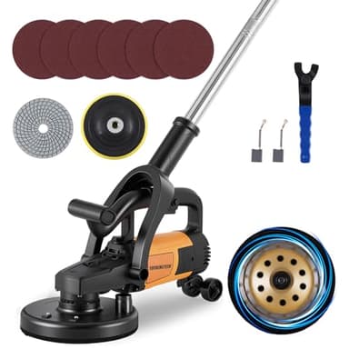 7 inch Concrete Grinder Set 3800W Concrete Surface Planer Concrete Floor Grinder with Dust Extraction Shroud Auxiliary Wheels for Grinding Concrete Cement Marble
