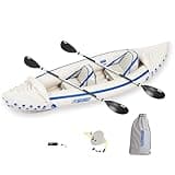 Sea Eagle SE330 Two Person Inflatable Sport Kayak Boat with Two Seats, Two Paddles and Pump