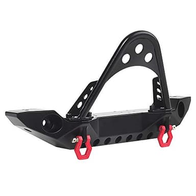 INJORA RC Front Bumper Metal Front Bumper with LED Light for 1:10 RC Crawler TRX-4 Axial SCX10 SCX10 II 90046 SCX10 III AXI03007（Black）