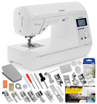 Brother Innov-ís Pacesetter PS500 Computerized Sewing Machine Bundle - Includes Brother 5 Sewing Foot Embellishment Pack + Mr. Vac & Mrs. Sew - Ready, Set, Sew Video