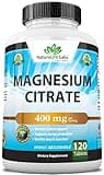 Magnesium Citrate 400 mg - High Potency Elemental Magnesium Essential Mineral for Heart, Muscle, & Digestion Support – Non-GMO - 120 Tablets