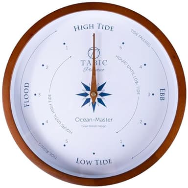 Tabic Planeteco Ocean Master Tide Clock - Stylish Home Decor Accessory with High-Low Tide Display - Elegant Wall Clock Design - Ideal for Planning Beach and Ocean Activities - Dark Stain