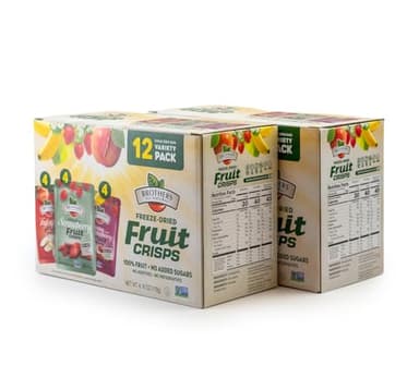 Brothers All Natural Freeze Dried Fruit Crisps, Variety Pack, 24 Single Serve Bags, Fuji Apple, Strawberry, Straberry and Banana, Made with 100% Fruit, Gluten Free, Soy Free, Vegan, Healthy Snack | Packaging May Vary