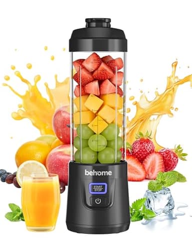 Behome Portable Blender, Personal Juicer Blender Shakes and Smoothies, 14 OZ BPA Free Portable Cups, USB-C Rechargeable, Dishwasher Safe Parts - Mini Small Blenders Cup Fits Home, Office, Gym, Travel
