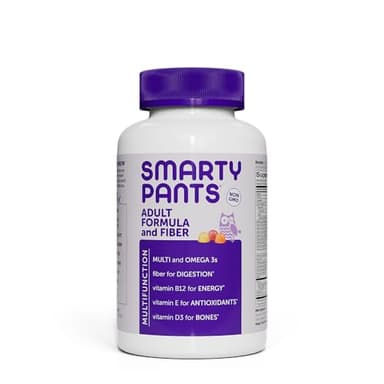 SmartyPants Fiber Supplement & Multivitamin for Men & Women: Multivitamin Fiber Gummies with Vitamin D3, C, Vitamin B12, B6, A, K & Zinc, Omega 3 Fish Oil (EPA/DHA), Biotin, 180 Count (30 Day Supply)