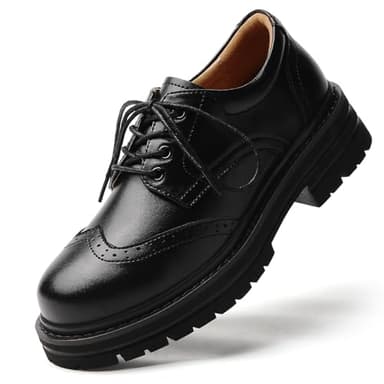 TKKAE Oxford Shoes for Women Black Oxford Shoes Platform Women's Classic Lace Up Loafers Comfortable Dress Business Casual Work Office Oxfords Shoe for Ladies Black8.5