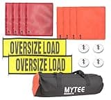 Mytee Products 15 Pcs Oversize Load Sign Kit - 2 Mesh Oversized Load Banner, 4Pcs Red & 4 Pcs Orange Mesh Warning Flag w/Wire Loop, 1 Bag & 4 Magnetic Flag Holder for Construction, Pedestrian Signs
