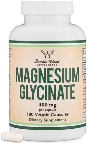 Magnesium Glycinate 400mg | 180 Capsules | Sleep, Muscle, & Heart Support | Vegan, Third Party Tested, Gluten Free, Non-GMO, by Double Wood Supplements
