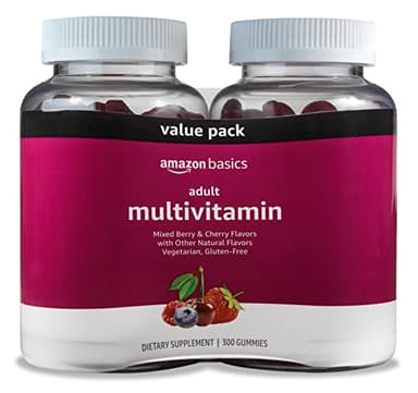 Amazon Basics Adult Multivitamin Gummies, Mixed Berry & Cherry Flavors, 150 Count, 75-Day Supply, Pack of 2 (Previously Solimo)