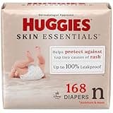Huggies Size Newborn Diapers, Skin Essentials Baby Diapers, Size Newborn (6-9 lbs), 168 Count