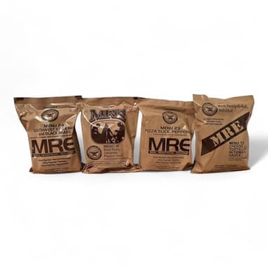 MRE 4 Pack | Military-Style Emergency Food Supply | 2,000+ Calories per Meal | Long Shelf Life Survival Rations for Camping, Hiking & Disaster Preparedness Meals Ready to Eat