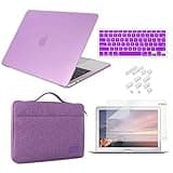 iCasso for MacBook Air 13 inch Case 2010-2017 Release Model A1369/A1466 Bundle Set, Plastic Hard Case Shell, Sleeve Bag, Screen Protector, Keyboard Cover and Dust Plug - Violet
