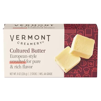 Vermont Creamery® Cultured Butter Unsalted, 8 oz in 2 Sticks