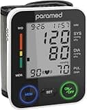 PARAMED Automatic Wrist Blood Pressure Monitor: Blood-Pressure Kit of Bp Cuff + 2AAA and Carrying case - Irregular Heartbeat Detector & 90 Readings Memory Function & Large Display