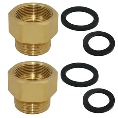 2 Pcs Hose Bib Adapter with Washers 1-1/16" Fine Thread (Female), to 3/4 GHT Male Hoses, 1'' ID, Faucet Fitting