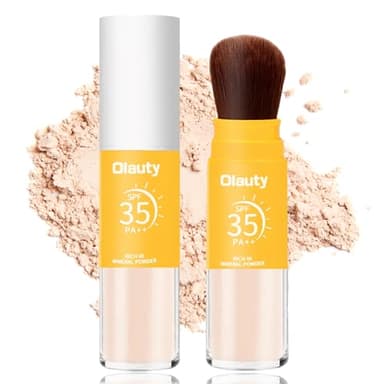 Mineral Powder Sunscreen for Face & Scalp, SPF 35, Brush on Sunscreen Setting Powder, Matte Oil Control Hair Sunscreen Face Powder, Lasting Lightweight Breathable (#02 Medium)