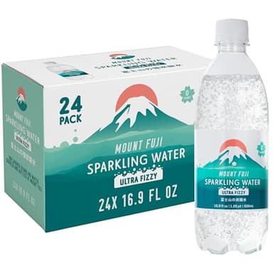 IRIS Sparkling Water Bottles, 16.9 fl oz, 24-Pack, Strong Carbonation from Mount Fuji Spring, Refreshing Japanese Natural Mineral Seltzer Carbonated Soda Water, Product of Japan