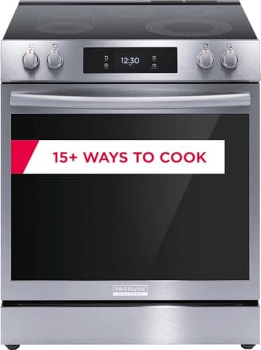 Frigidaire Gallery 30 in. 6.2 cu.ft. 5 Burner Element Slide-in Electric Range w/Total Convection & Air Fry, SmudgeProof Stainless GCFE3060BF