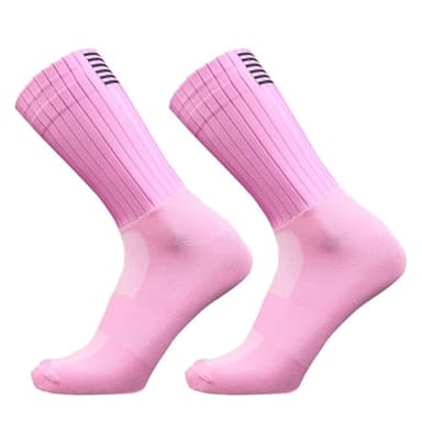 CYAEDYSOK Aero Socks Cycling Men Women Non-Slip Silicone Aerodynamic Cycling Aero Socks Pink one size 6-12
