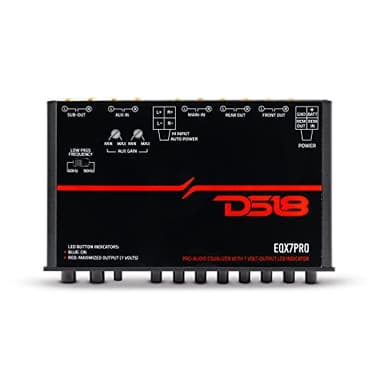 DS18 EQX7PRO Audio Equalizer/Crossover High Level Input 7-Band Auto Turn On, Subwoofer Output, Adjustable Filters, High Volt Led Indicator, RCA Input - Great for Finely Adjusting Amplifiers Ranges