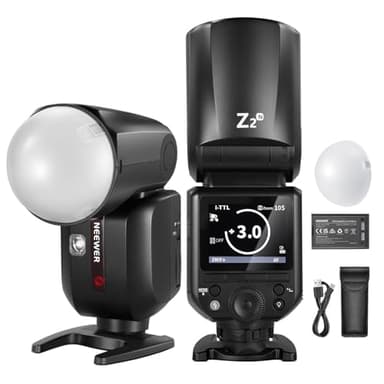 NEEWER Z2-N 2.4G TTL Round Head Flash Speedlite Compatible with Nikon Cameras, 76Ws 1/8000s HSS with Diffuser, 2 Modeling Lamps, Upgraded UI, TTL/M Toggle Key, 3000mAh Battery, 600 Full Power Flash