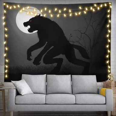 feelacle Werewolf Tapestry 60" X 40" Wolf Wall Hanging Party Decorations Home Decor For Bedroom Living Room Dorm (150 X 100cm)