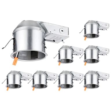 TORCHSTAR 8-Pack 4 Inch Remodel Recessed Lighting Housing, Shallow IC Rated Air Tight 120-277V Can, Max 15W Compatible, TP24 Connector, ETL Listed, Damp Location
