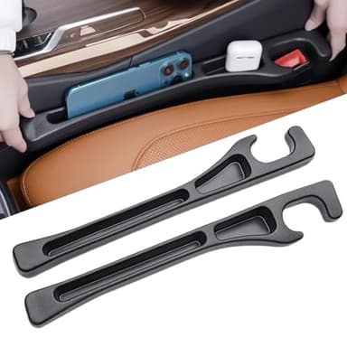 Cprnru 2 Pack Car Seat Gap Organizer, Seat Gap Filler Plug for Cars, SUVs & Trucks – Prevents Lost Items, Great for Rideshare, Daily Commute & Long Trips, Universal Fit PU Leather, Black
