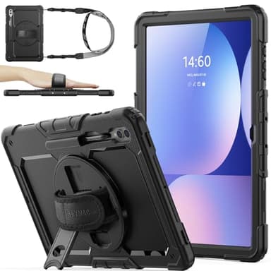 SEYMAC stock Case for Samsung Galaxy Tab S10 Ultra / S9 Ultra Tablet Case 14.6'' Protective with Screen Protector, Pen Holder, 360 Rotate Stand, Hand Strap, Shoulder Strap, Black1