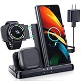 LK Wireless Charger for Samsung 3 in 1 Wireless Charging Station for Galaxy Watch Charger Compatible for Samsung S25 Ultra Plus S24 S23 S22 S21 Z Fold Flip 6/5/4/3, Galaxy Watch 7/6/5 Pro/4/3(Black)