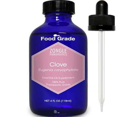 Clove Oil, Food Grade, for Teeth and Gums, Tooth Aches – 100% Pure, Clove, Bud, Essential, Oil, by Zongle Therapeutics, 4 OZ