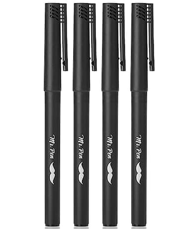 Mr. Pen- Black Fineliner Pens, 4 Pack, 0.5mm Fine Point, Permanent Ink, Oil-Based, Quick Dry, Smooth Writing, Bold Lines, Fineliner Marker Pens for Transparent Sticky Notes, Planner, Journaling