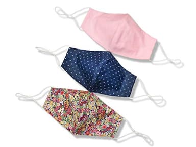 Face Mask Reusable Women Cute Design Stylish Pink, Floral, Geometric Pattern Nose Wire Adjustable Ear Loops Filter Pocket Breathable Washable, Fashionable Cloth Mask For Adult - 3 Pack