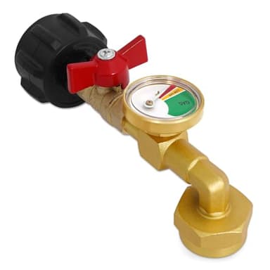 optheey Propane Refill Adapter for 1 LB. Tanks, Propane Adapter 20lb to 1lb Converter with Gauge Valve, Propane Refill Elbow Adapter for BBQ Grill Stove Camping