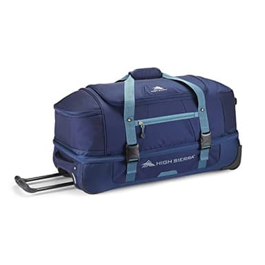 High Sierra Fairlead Portable 28 Inch Polyester Drop Bottom Wheeled Rolling Duffel Travel Bag with Recessed Telescoping Handle, Graphite Blue