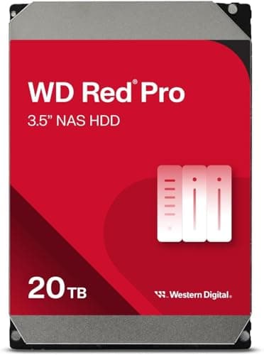 Western Digital 20TB WD Red Pro NAS Internal Hard Drive HDD - 7200 RPM, SATA 6 Gb/s, CMR, 512 MB Cache, 3.5" - WD202KFGX