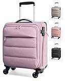 BAGSMART Underseat Carry on Luggage with Wheels, Soft Underseat Travel Luggage with PVC Wet/Dry Pockets, Lightweight Soft Personal Item Suitcase for Short Trip, Pinkish Purple
