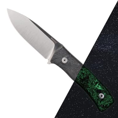 LionSTEEL M4 Fixed Blade FatCarbon Glow in the Dark Carbon Fiber Handle Scales, Full Extended Tang Construction, M390 Steel Blade, Triple Stitched Leather Sheath, KAVISO Exclusive (Dark Matter GLOW)