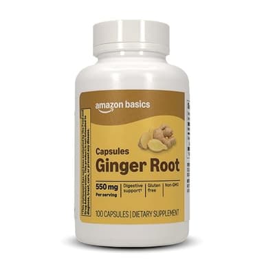 Amazon Basics Ginger Root Capsules, 550 mg 100 Count
