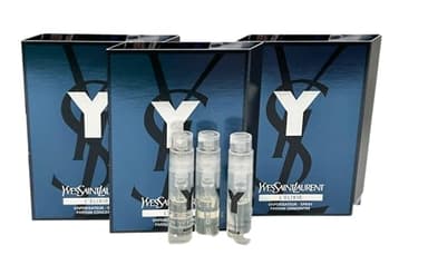 YVES SAINT LAURENT YSL Y Men Sample Perfume ELIXIR Spray Trial Size Partially Filled Vials 1.2 ml / 0.04 fl oz (set of 3), Black